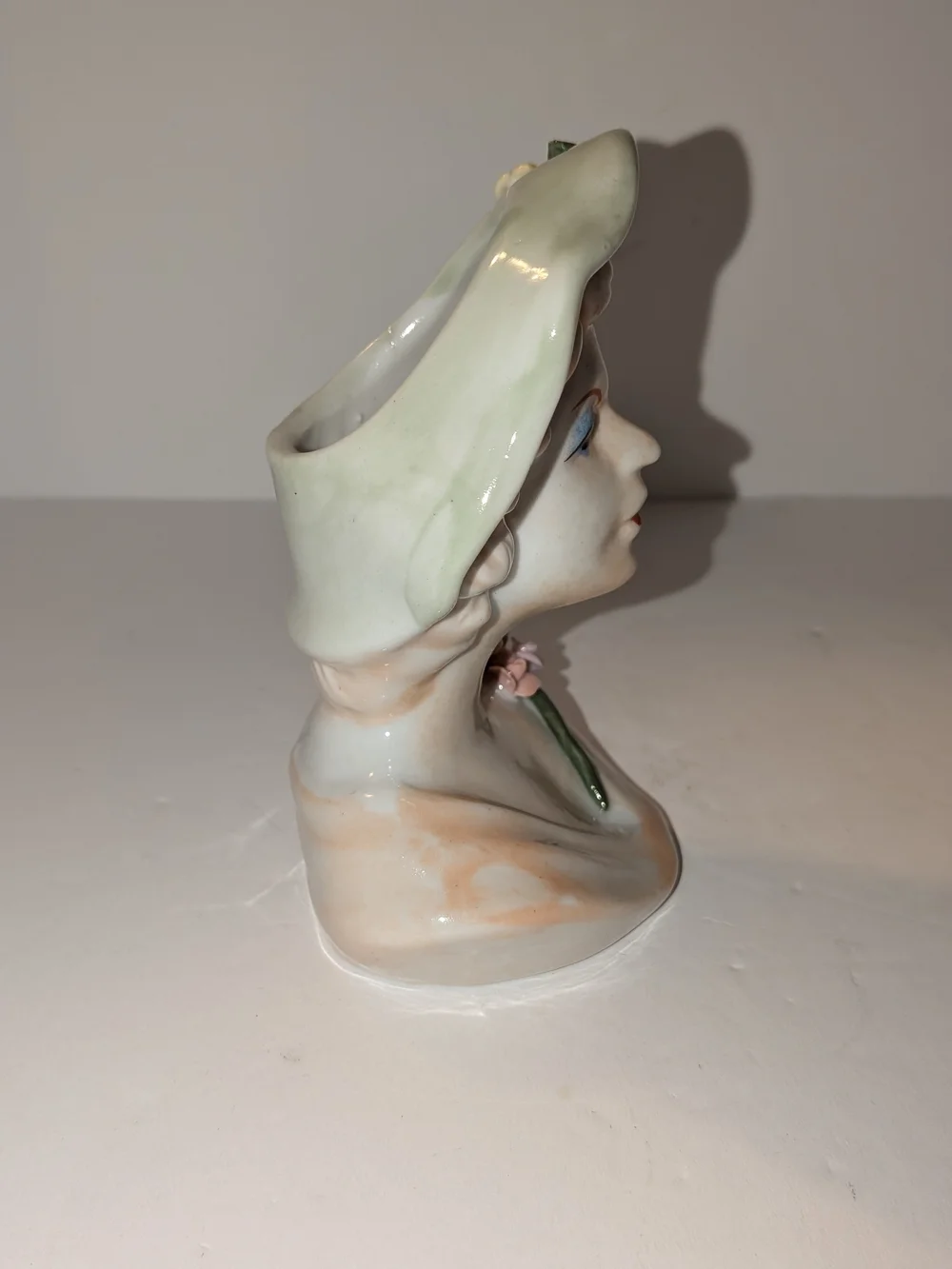 Vintage 1950's Porcelain Lady Head Vase 5 Inches Tall Mid Century Modern